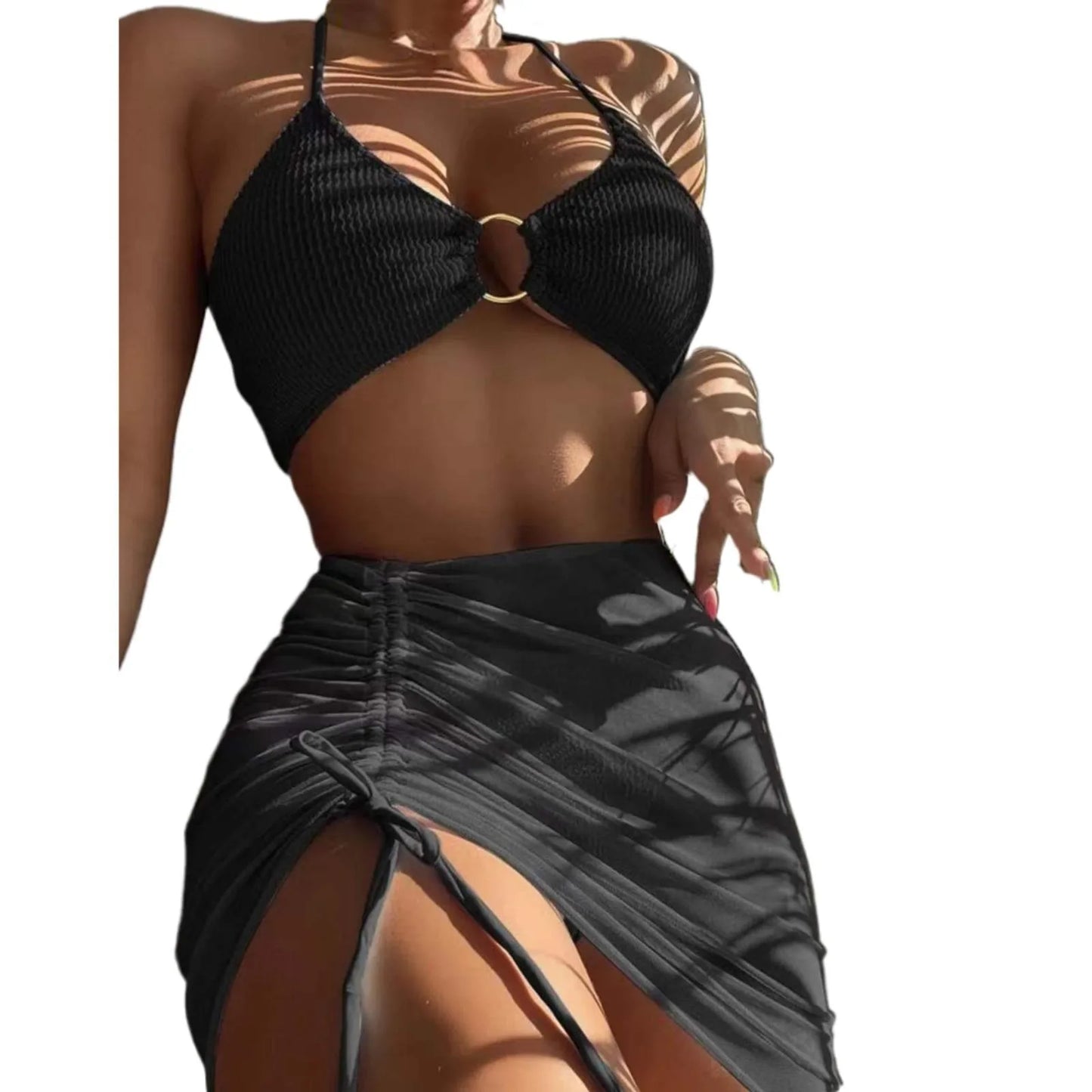 Women Matching Swimsuits Women's 3 Piece Bathing Suits Ring Bikini