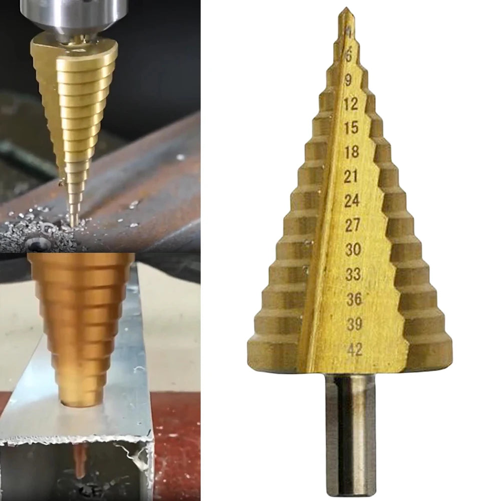1Pcs 4-42 Mm Titanium Coated Step Drill Bit HSS Wood Metal High Speed