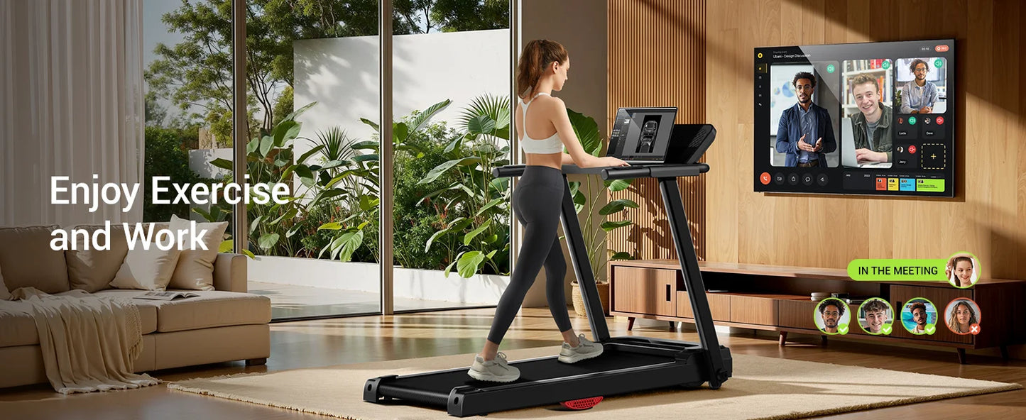 3.0HP Brushless Foldable Home Treadmill | 300LB Capacity | HR Monitor & Dual Shock