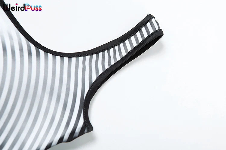Weird Puss Gradient Print 2 Piece Set Women Skinny Striped Stretch
