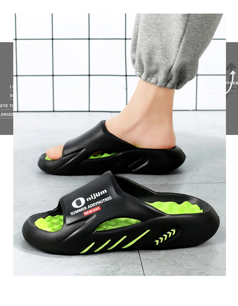 Men Massage Slippers Slides Indoor Outdoor Sandals Beach Casual
