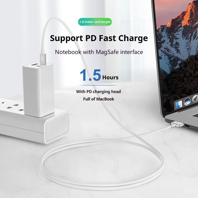 PD Fast Charging Cable For MacBook Air/Pro Series Type-C to Magsafe 2 T-Head Power Cord Magnetic