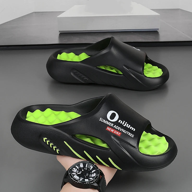 Men Massage Slippers Slides Indoor Outdoor Sandals Beach Casual