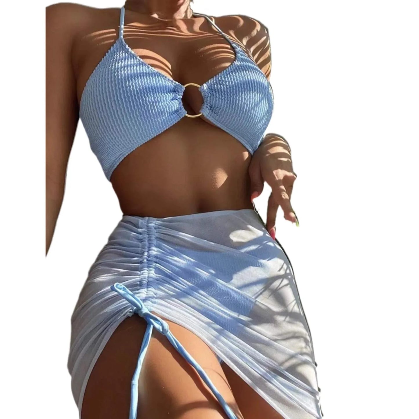 Women Matching Swimsuits Women's 3 Piece Bathing Suits Ring Bikini
