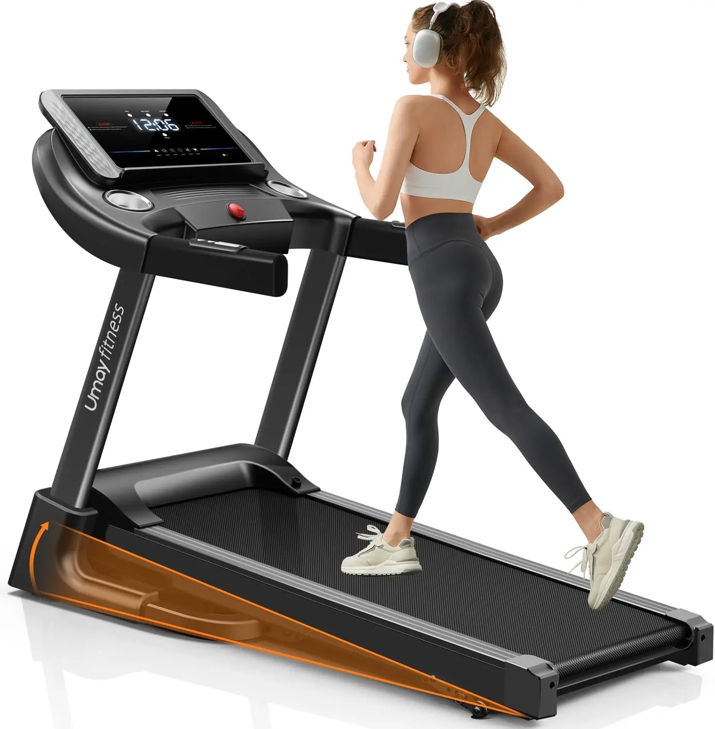 3 Level Incline Treadmill with Pulse Sensors, 3.0 HP Quiet Brushless, 8.7 MPH