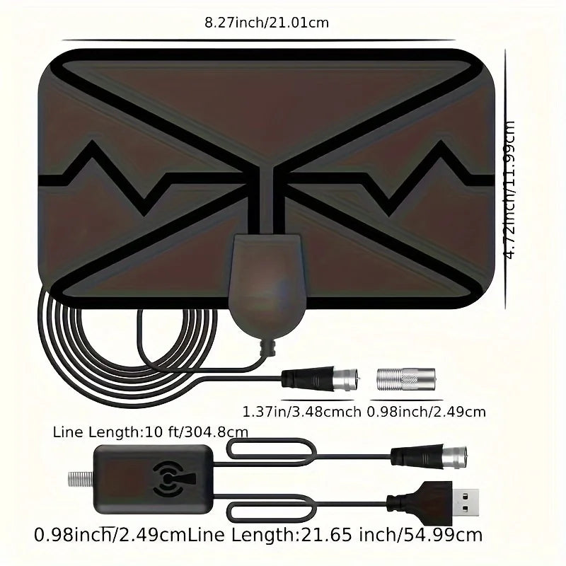 1pc TV antenna, portable HD antenna, digital antenna, indoor antenna, support 4K,
