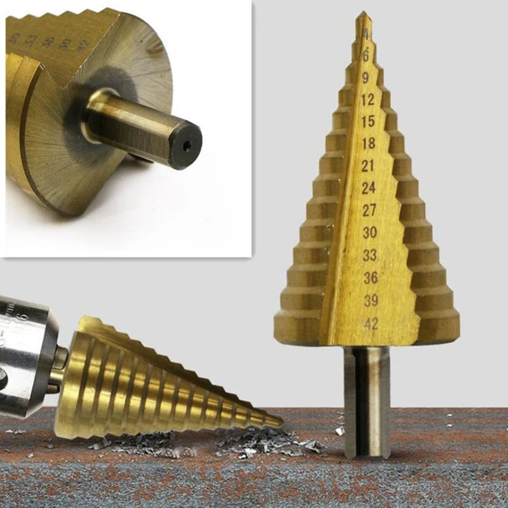 1Pcs 4-42 Mm Titanium Coated Step Drill Bit HSS Wood Metal High Speed