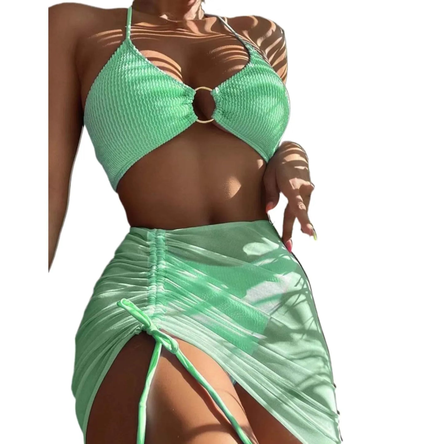 Women Matching Swimsuits Women's 3 Piece Bathing Suits Ring Bikini