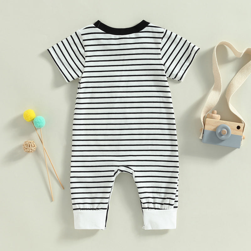 Lioraitiin 0-18M Newborn Baby Boys Summer Jumpsuit Round Neck