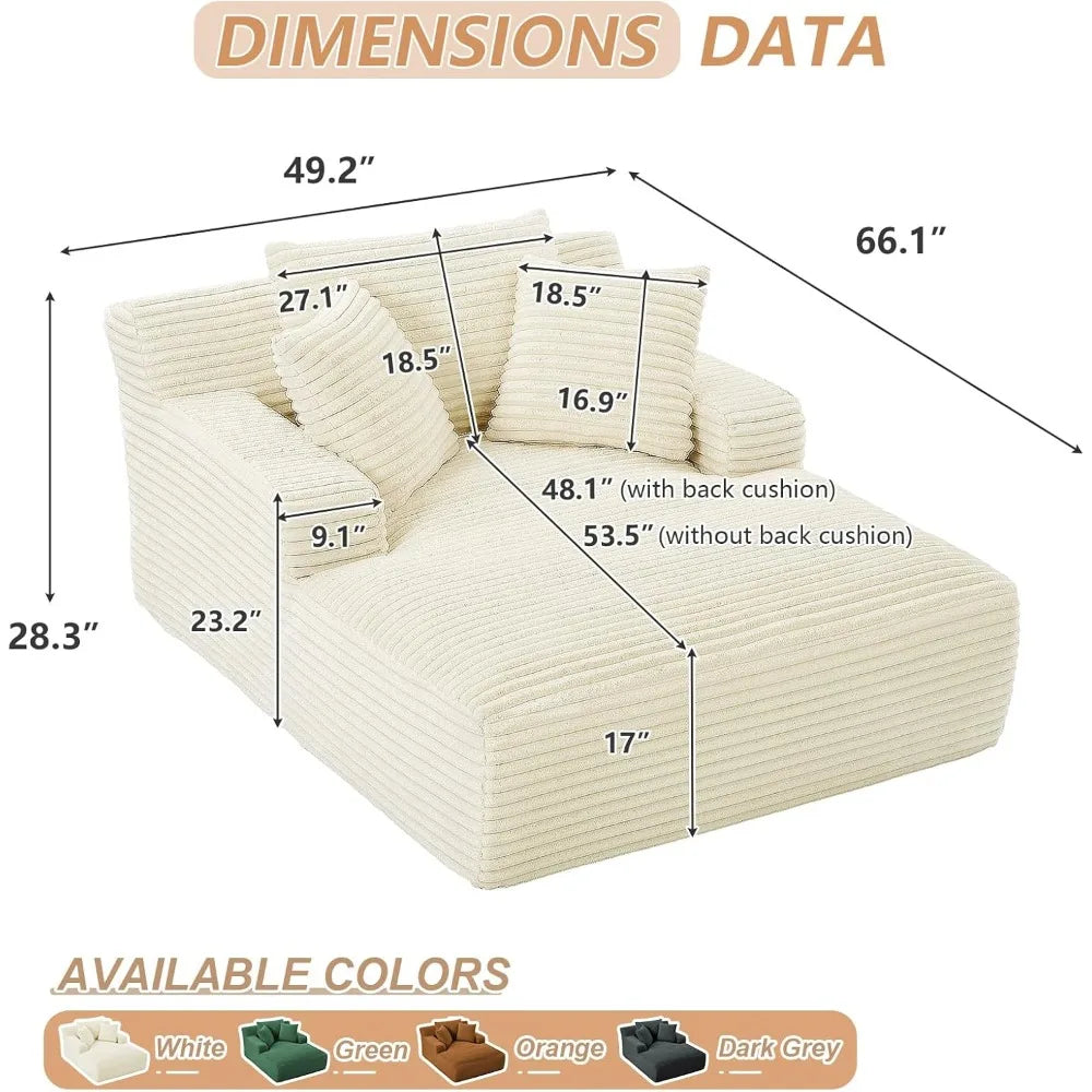 49.2" Oversized Chaise Lounge Chair,Corduroy Fabric Single Sofa Chair