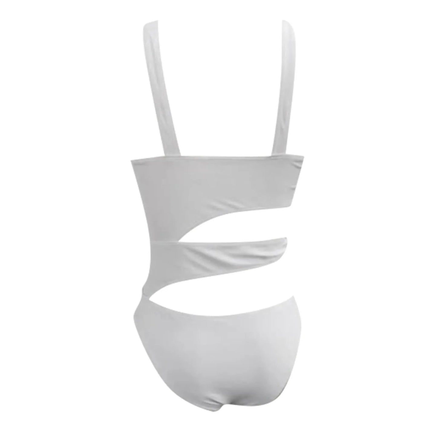 Sexy Halter Irregular Cutting Bikini Set Push-Up Bra Padded Swimsuit White Slim