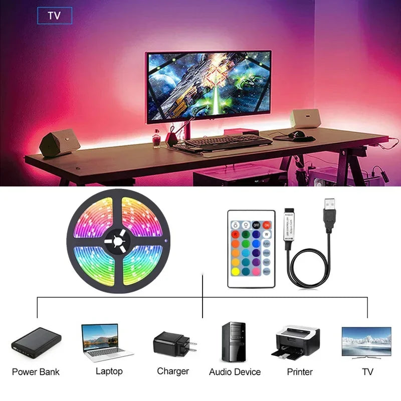 USB LED Strip Lights APP Control Color Changing 5050 RGB Led Light Flexible