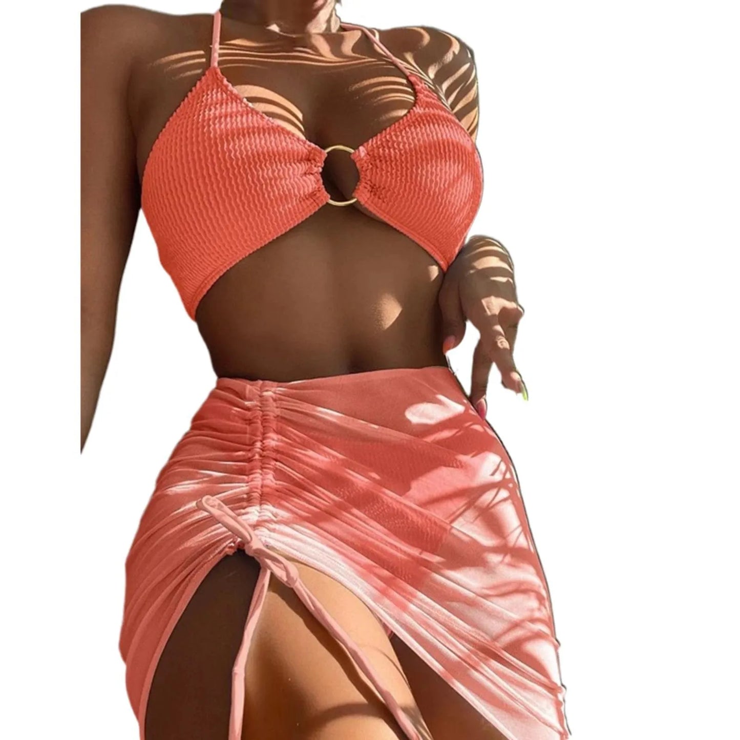 Women Matching Swimsuits Women's 3 Piece Bathing Suits Ring Bikini