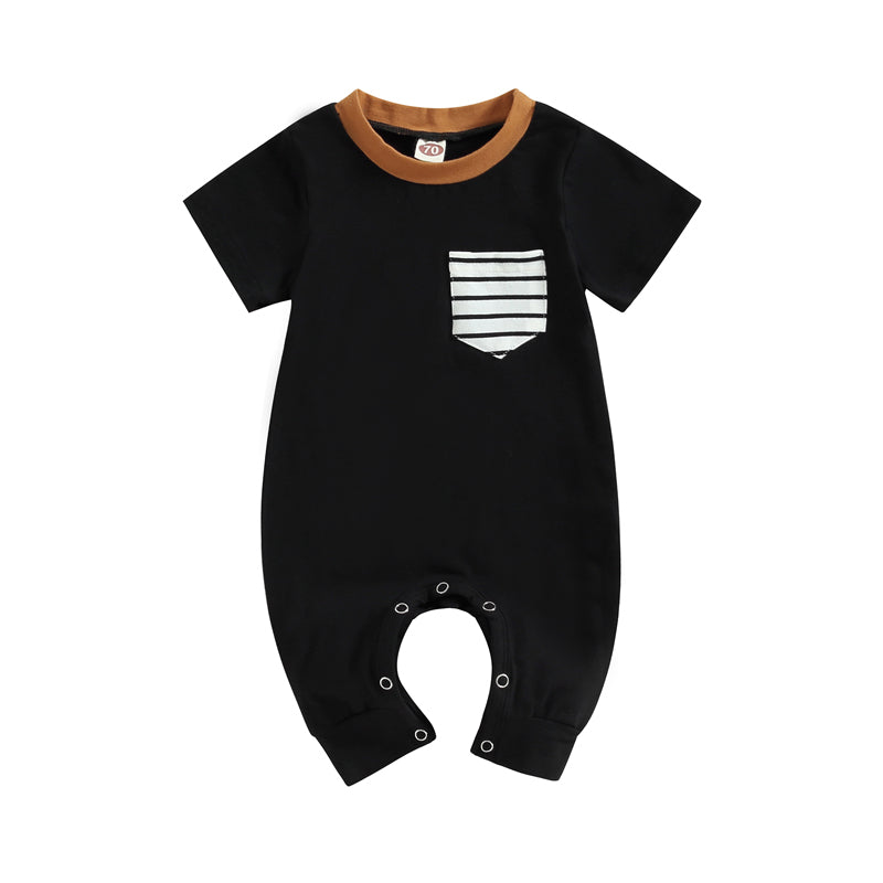 Lioraitiin 0-18M Newborn Baby Boys Summer Jumpsuit Round Neck
