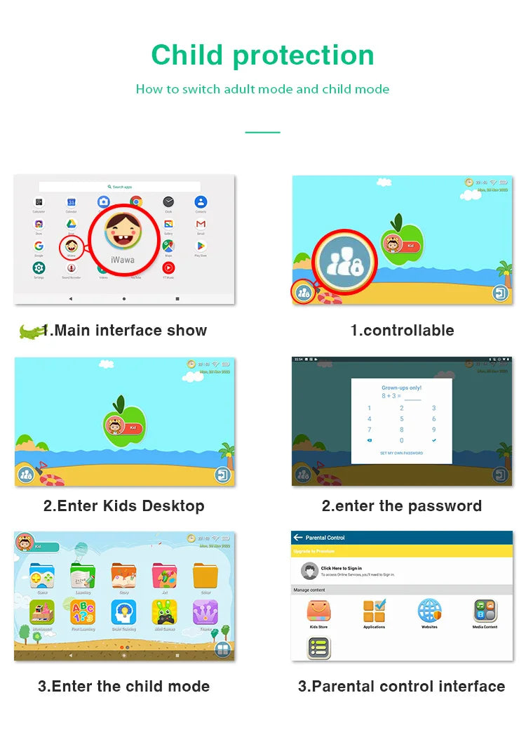 QPS Best Gift 7 inch Kids Tablet Children Pre-Installed Educational APP Android Tablet Pc for Boys Girls
