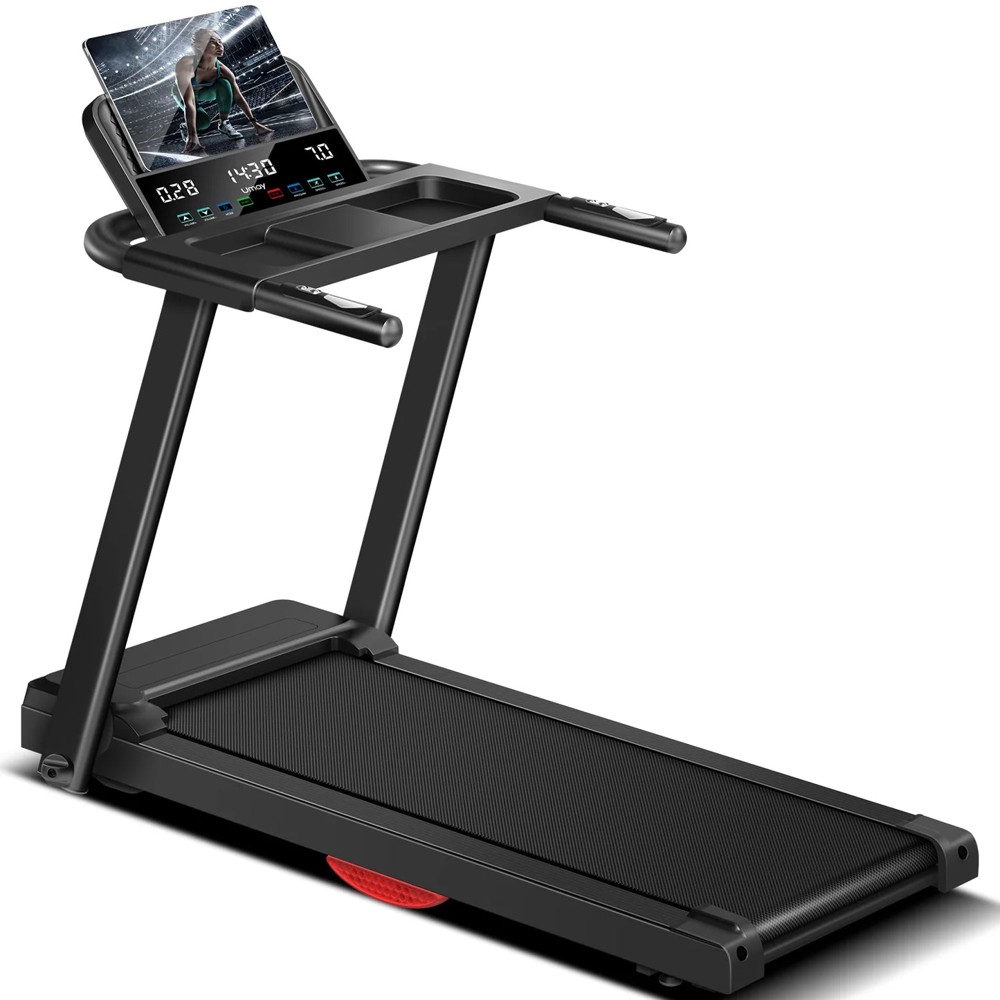 3.0HP Brushless Foldable Home Treadmill | 300LB Capacity | HR Monitor & Dual Shock