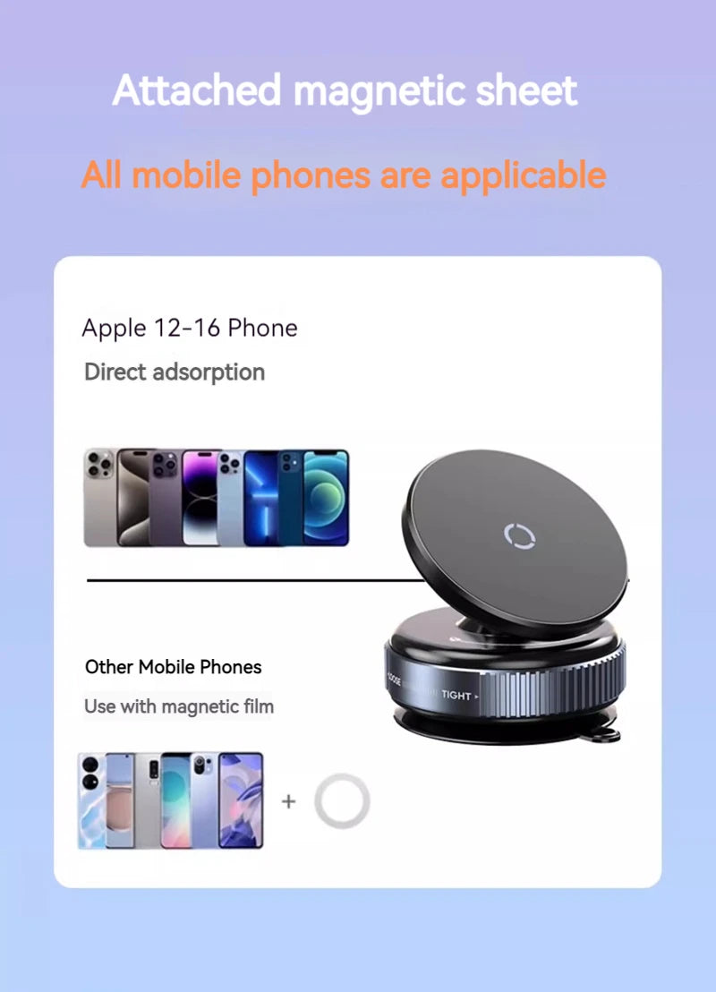 Vacuum Magnetic Car Phone Holder, Universal Suction Cup, Mirror Gym Bath Shower