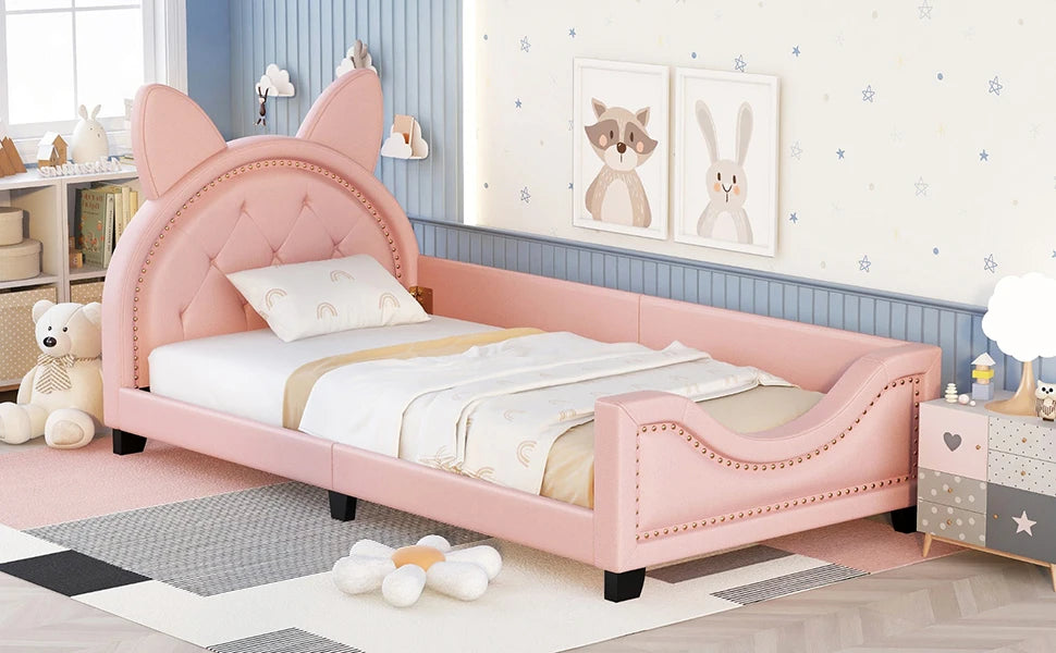 Bed Frame, with House-Shaped Headboard for Boys Girls Kids Toddle, Children Beds