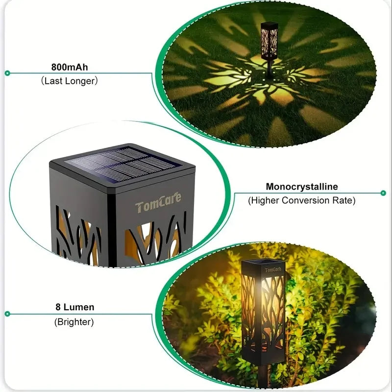 8 PACK Outdoor Upgraded Bright Solar Pathway Lights Bigger Size Decorative