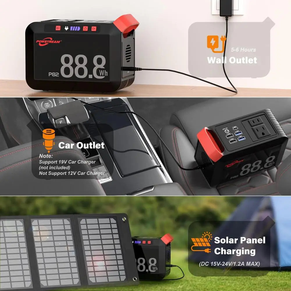 8-Port 88.8Wh Portable Power Station Solar Generator AC Outlet