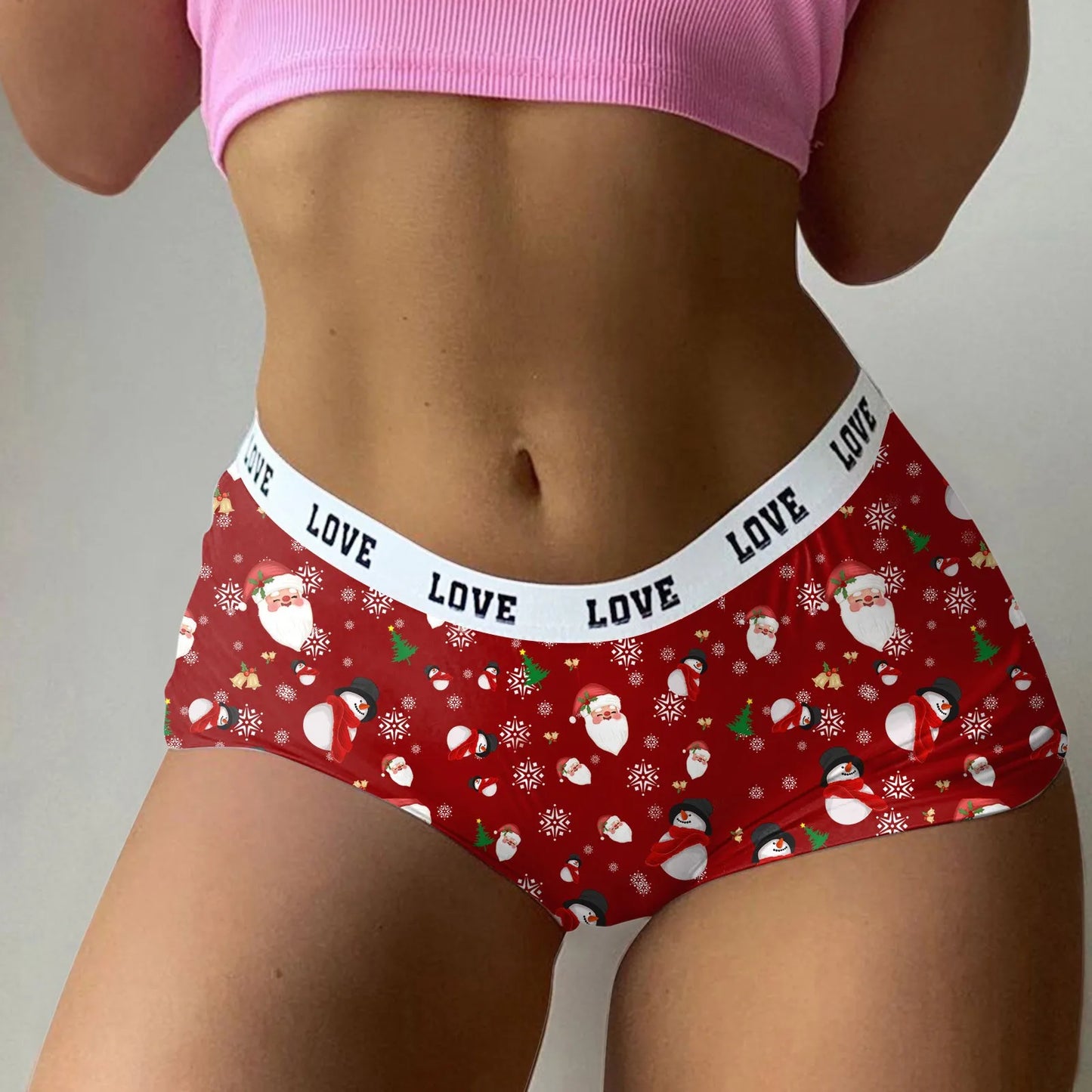 Women'S Underwear Plus Size Cheeky Womens Christmas Print Shorts Funny Boxer Brief Underwear Ropa Interior Sexy Mujer 2024