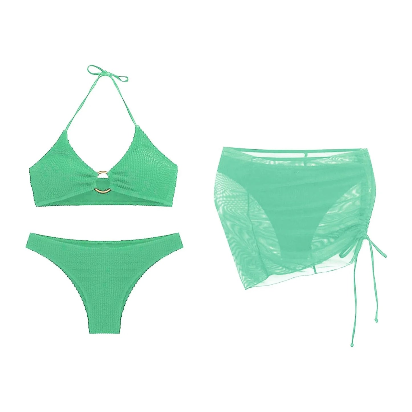 Women Matching Swimsuits Women's 3 Piece Bathing Suits Ring Bikini