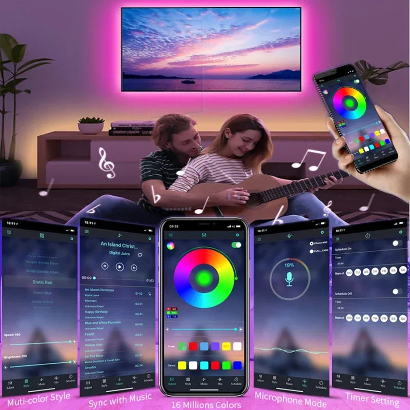 USB LED Strip Lights APP Control Color Changing 5050 RGB Led Light Flexible