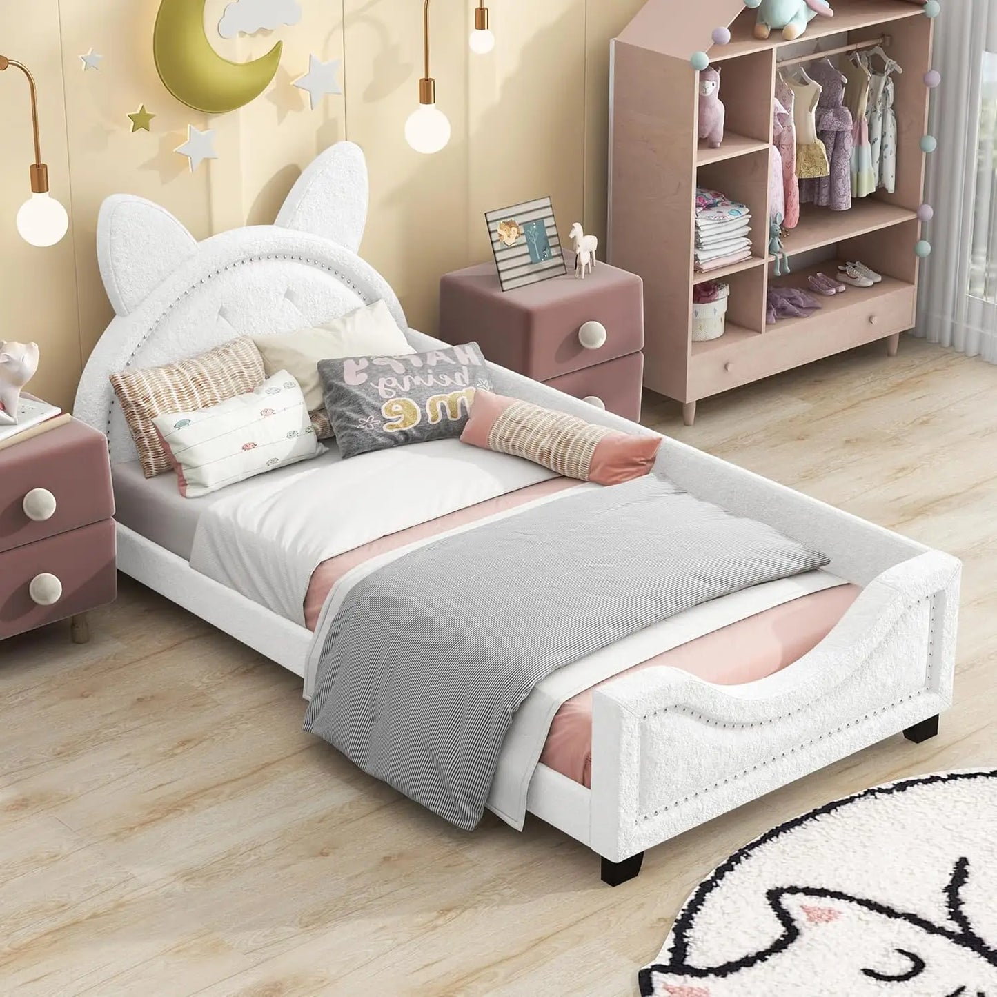 Bed Frame, with House-Shaped Headboard for Boys Girls Kids Toddle, Children Beds