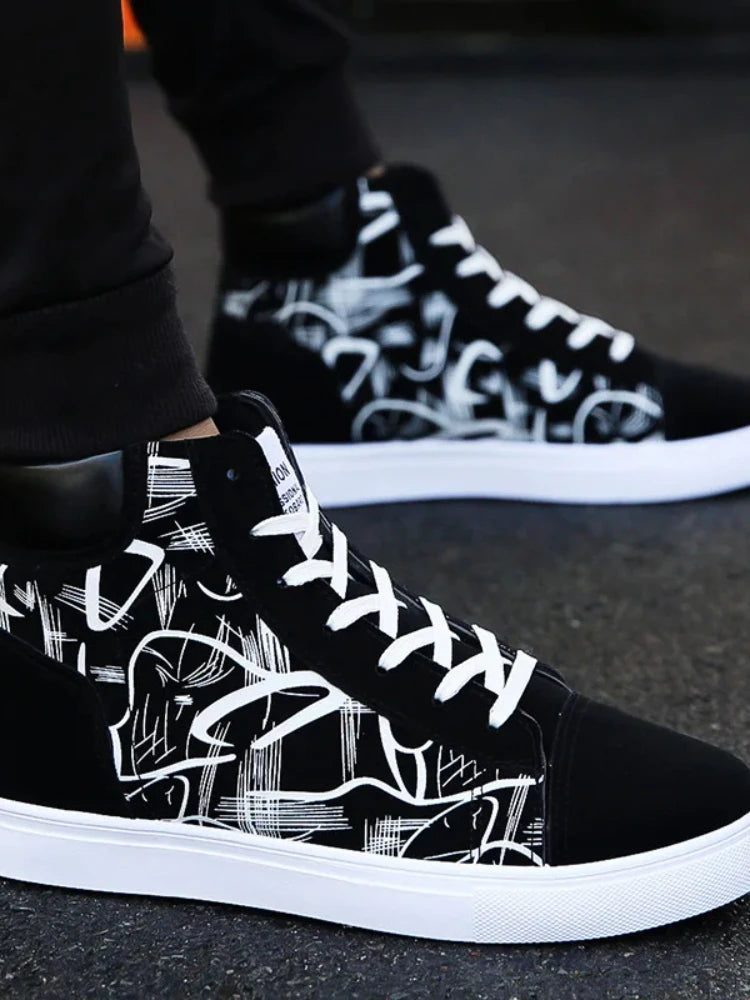 High Top Canvas Shoes for Men Fashion Platform Sneakers Spring Winter Male