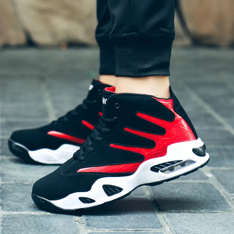 Brand High Top Man Basketball Shoes Man Retro Breathable Leather