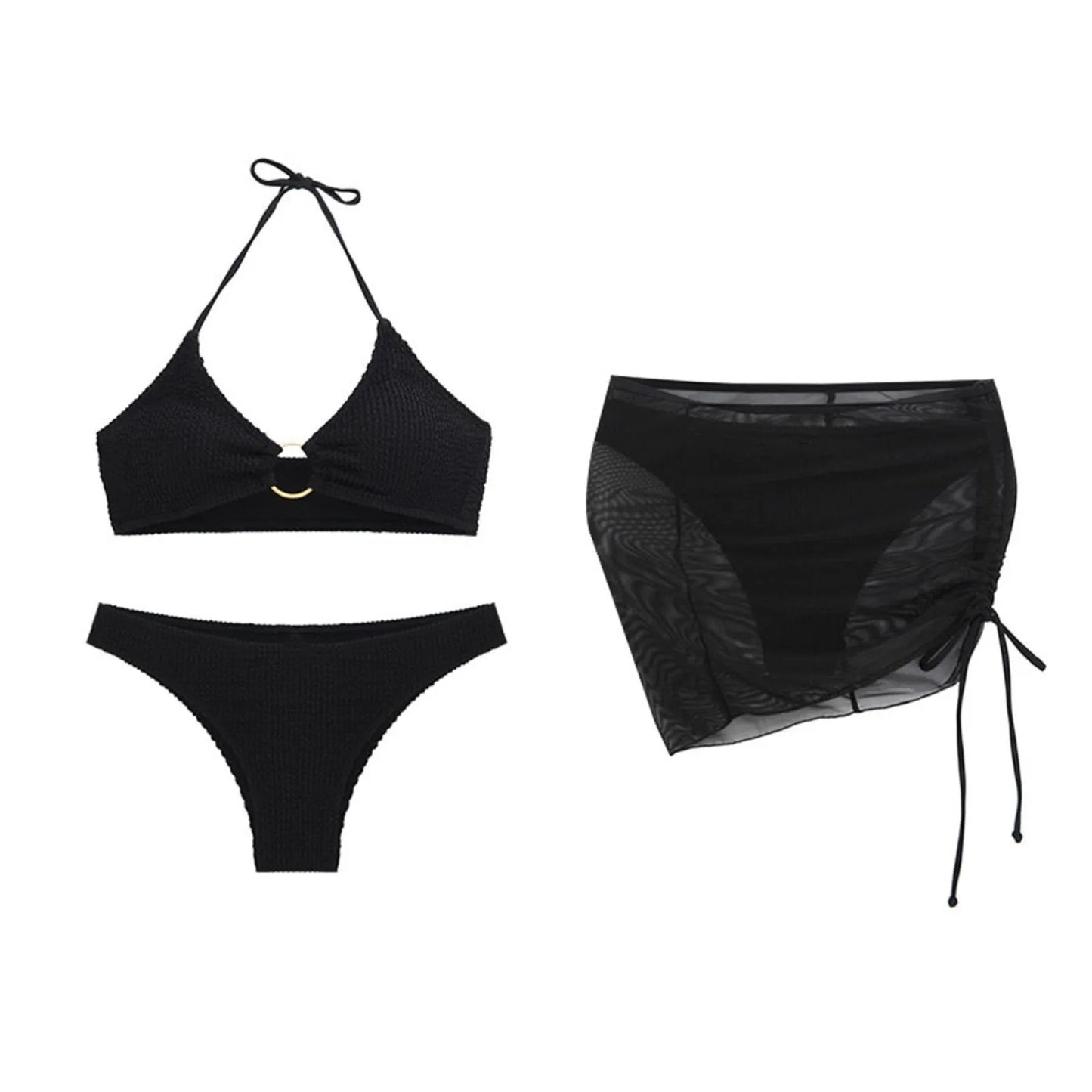 Women Matching Swimsuits Women's 3 Piece Bathing Suits Ring Bikini