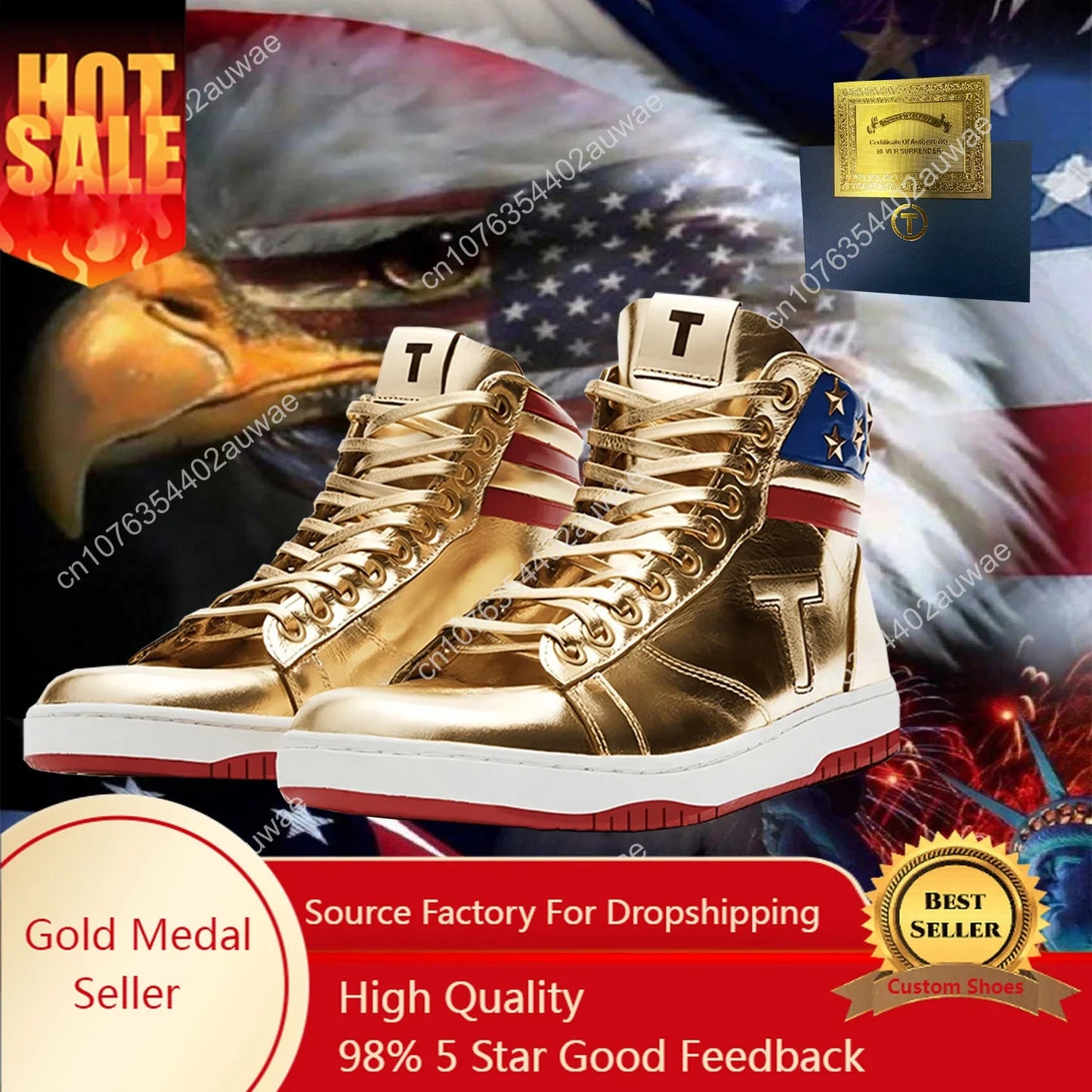 Gold Shoes Top Quality Big Size 47 48 Mens 2024 MAGA Golden