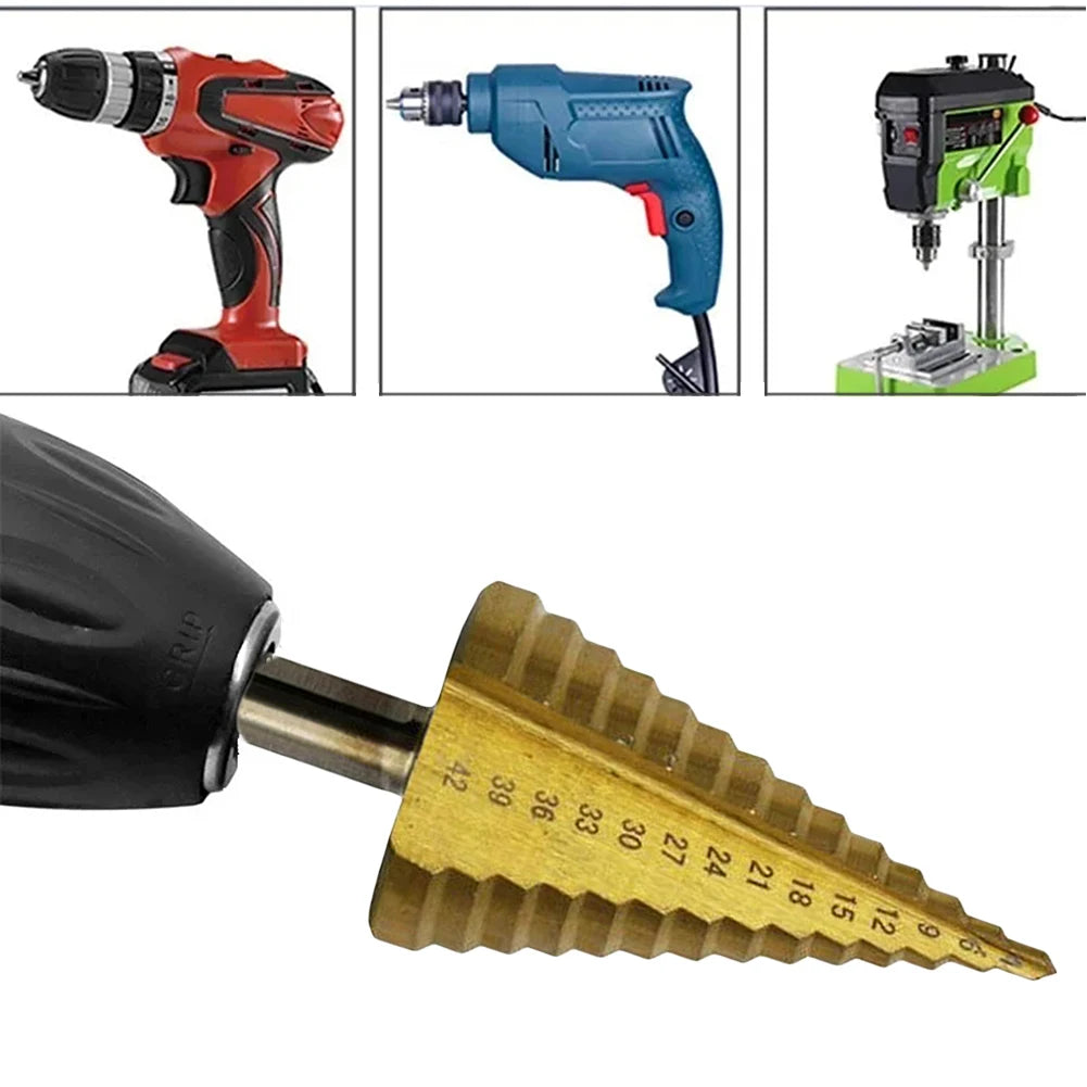 1Pcs 4-42 Mm Titanium Coated Step Drill Bit HSS Wood Metal High Speed