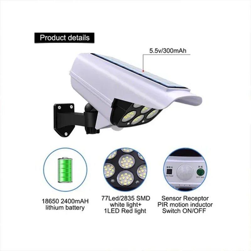 77LED Solar Light Simulation Security Dummy Camera Motion Sensor Outdoor