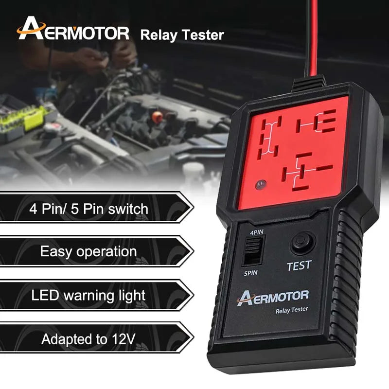Aermotor 12-24V Car Relay Tester Electronic Automotive Relay Detector Auto Battery