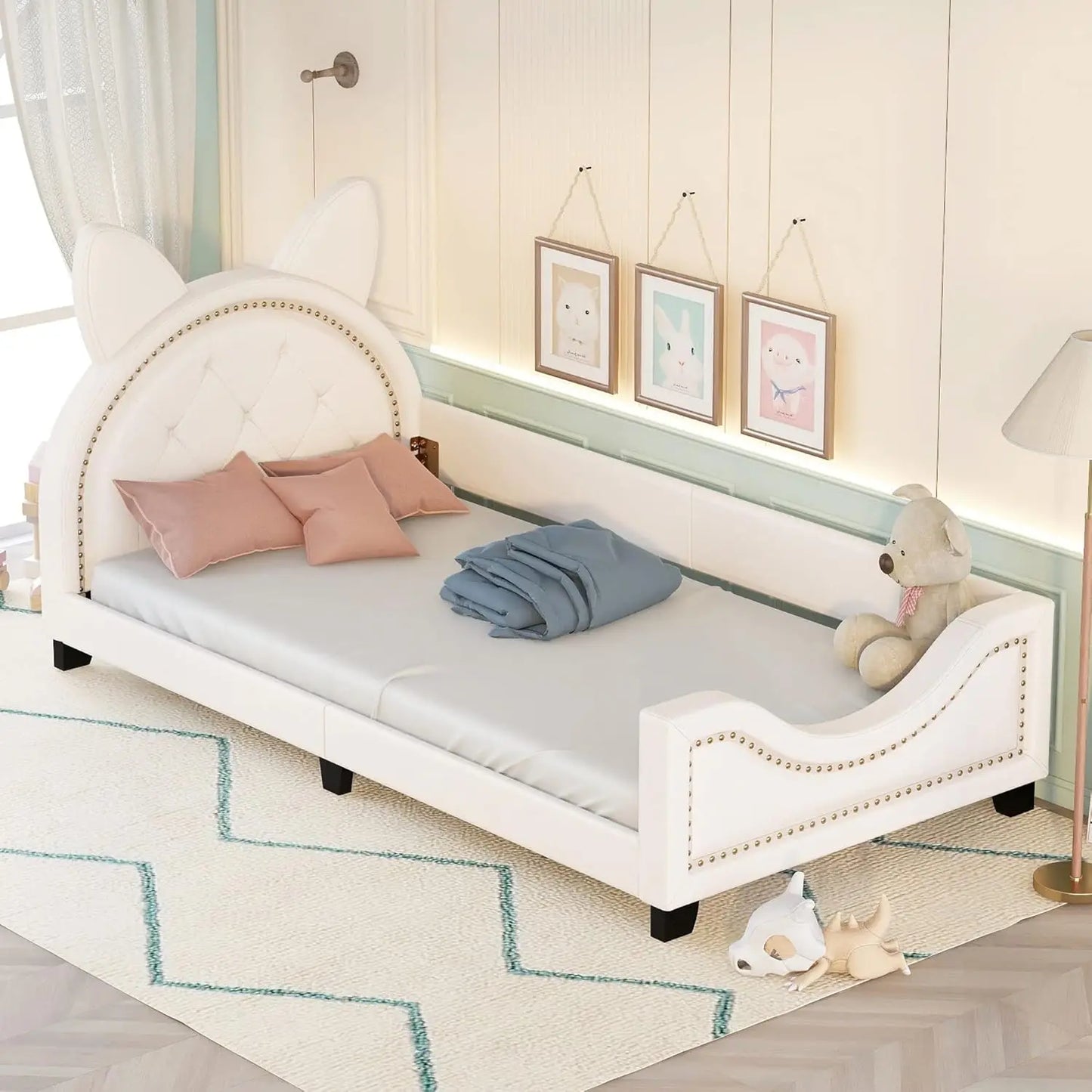 Bed Frame, with House-Shaped Headboard for Boys Girls Kids Toddle, Children Beds