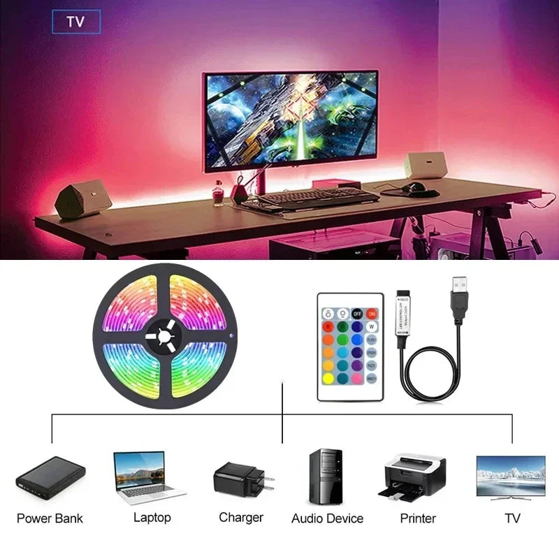 USB LED Strip Lights APP Control Color Changing 5050 RGB Led Light Flexible