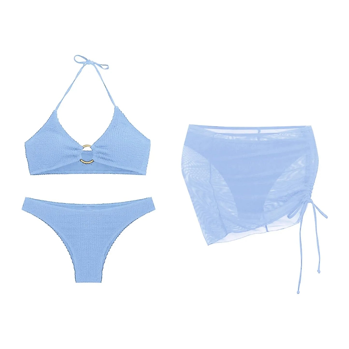Women Matching Swimsuits Women's 3 Piece Bathing Suits Ring Bikini