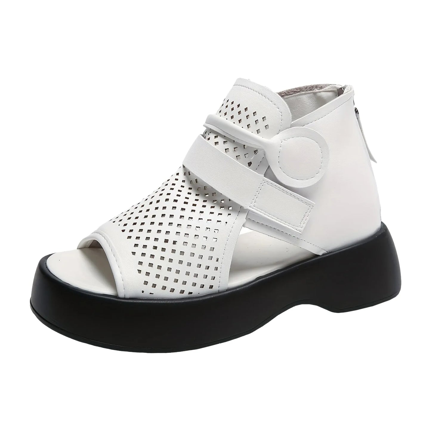 Women'S Leather Upper Plus Size Sandals Open Toe Roman Thick Sole Flat