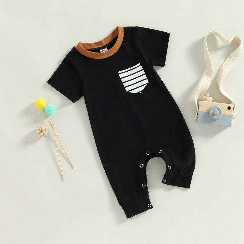 Lioraitiin 0-18M Newborn Baby Boys Summer Jumpsuit Round Neck