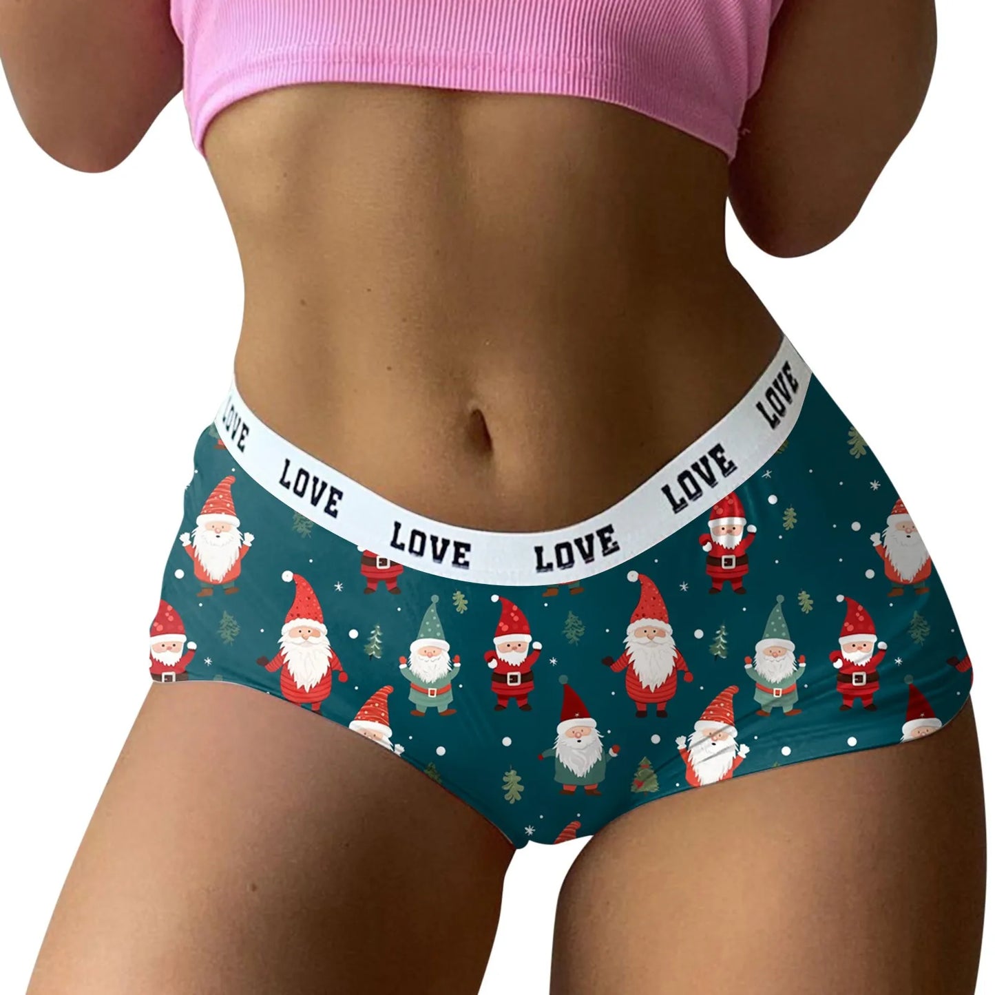 Women'S Underwear Plus Size Cheeky Womens Christmas Print Shorts Funny Boxer Brief Underwear Ropa Interior Sexy Mujer 2024