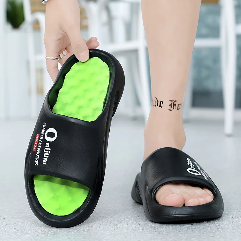 Men Massage Slippers Slides Indoor Outdoor Sandals Beach Casual