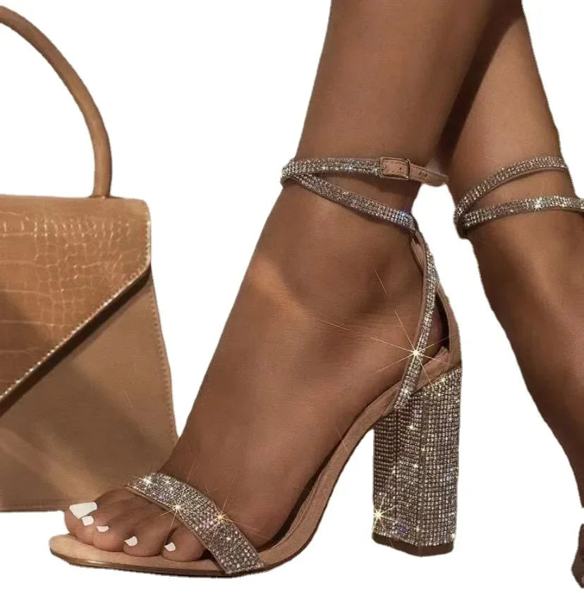 Heel Sandals Women Rhinestone Sexy Transparent High Heels Sandals Female