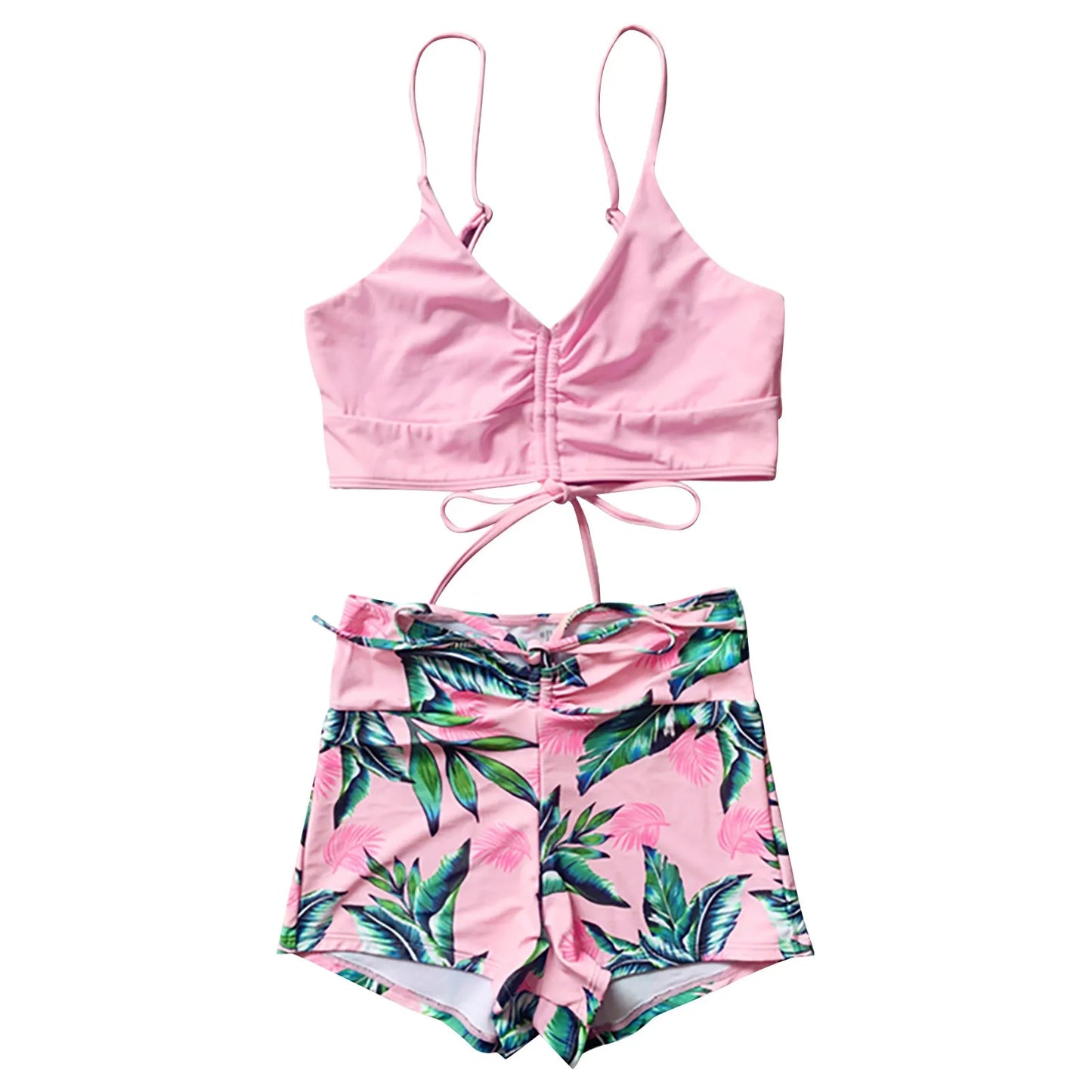 Women Swimwear 2 Pieces Plant Print Bathers Bathing Swim