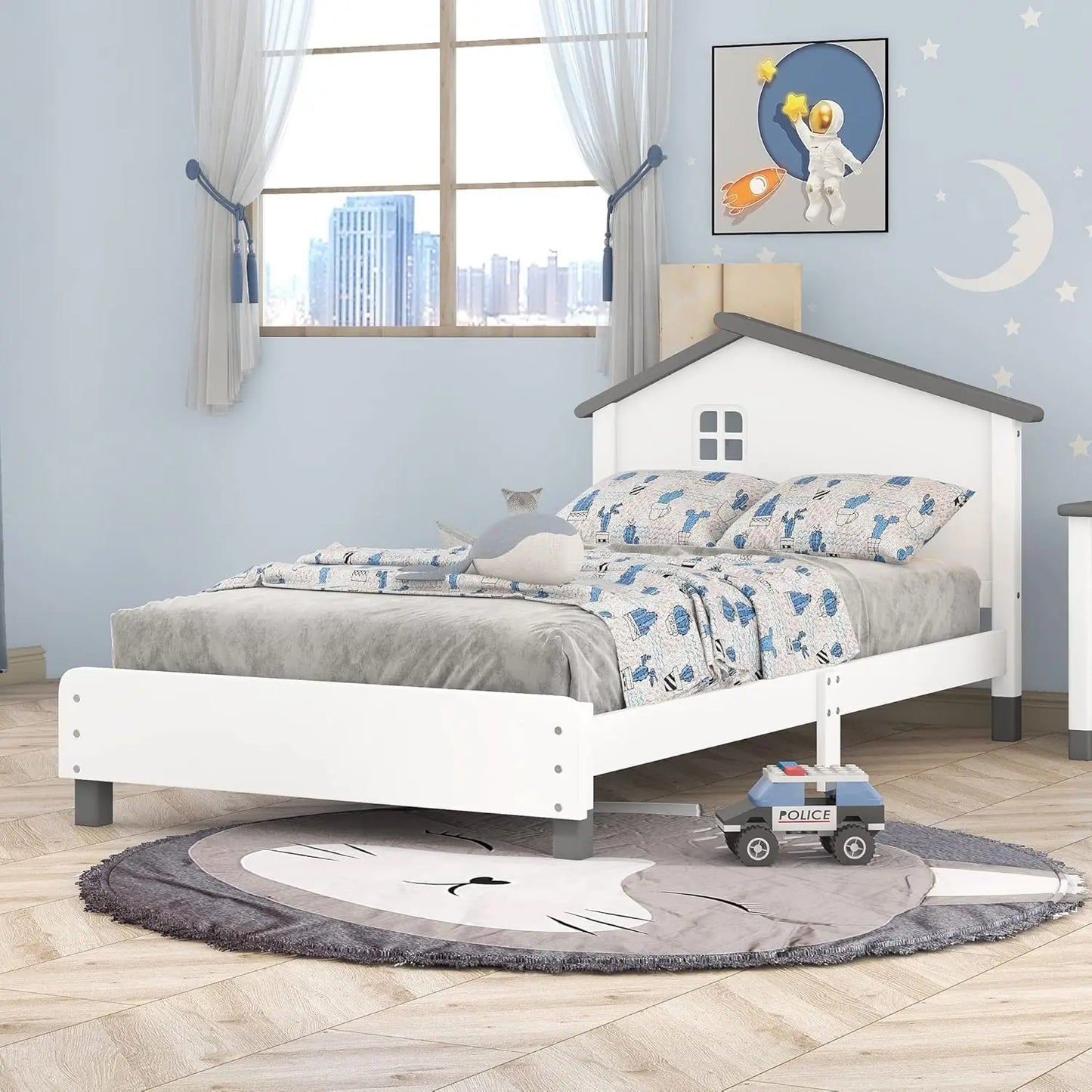 Bed Frame, with House-Shaped Headboard for Boys Girls Kids Toddle, Children Beds