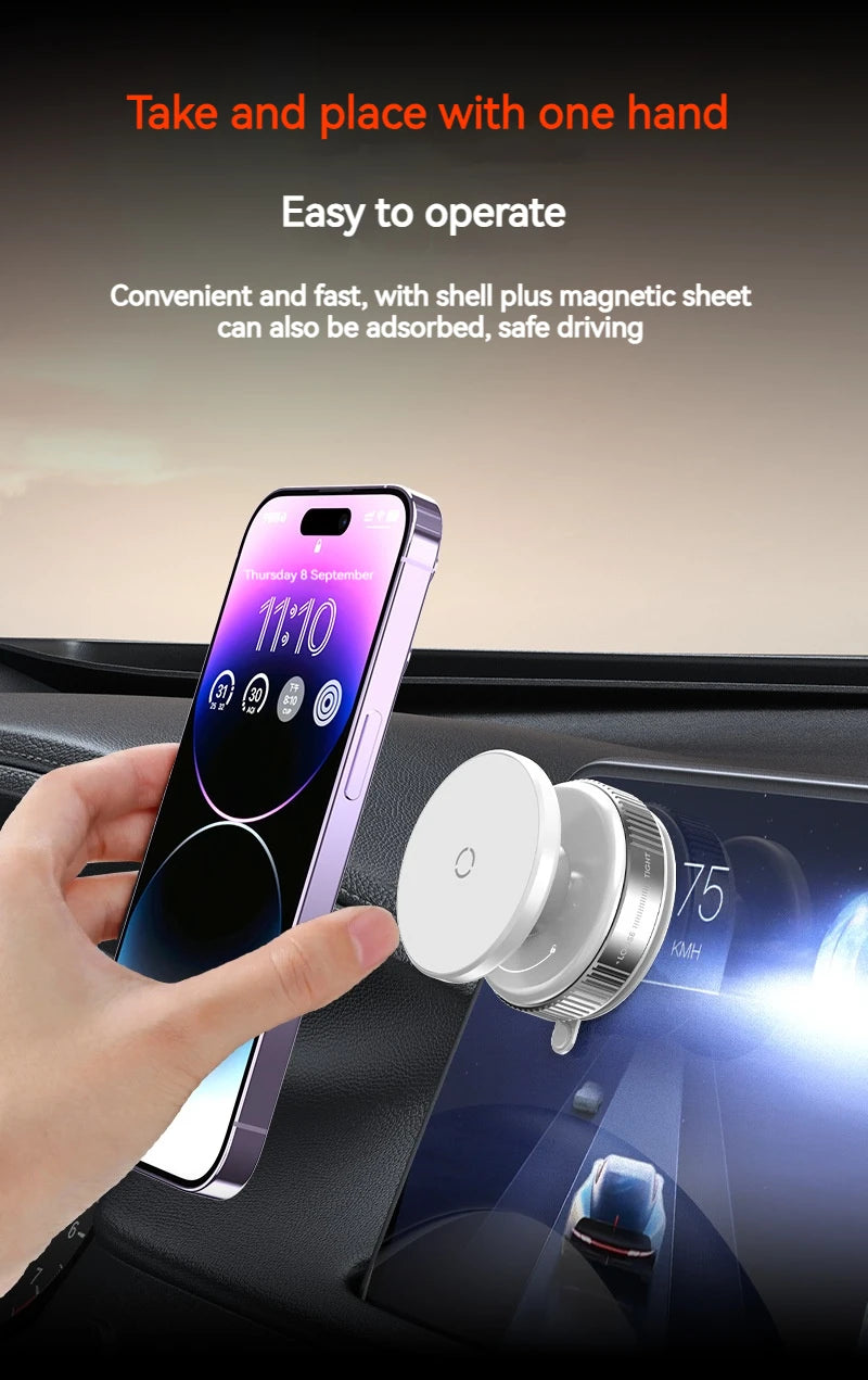 Vacuum Magnetic Car Phone Holder, Universal Suction Cup, Mirror Gym Bath Shower