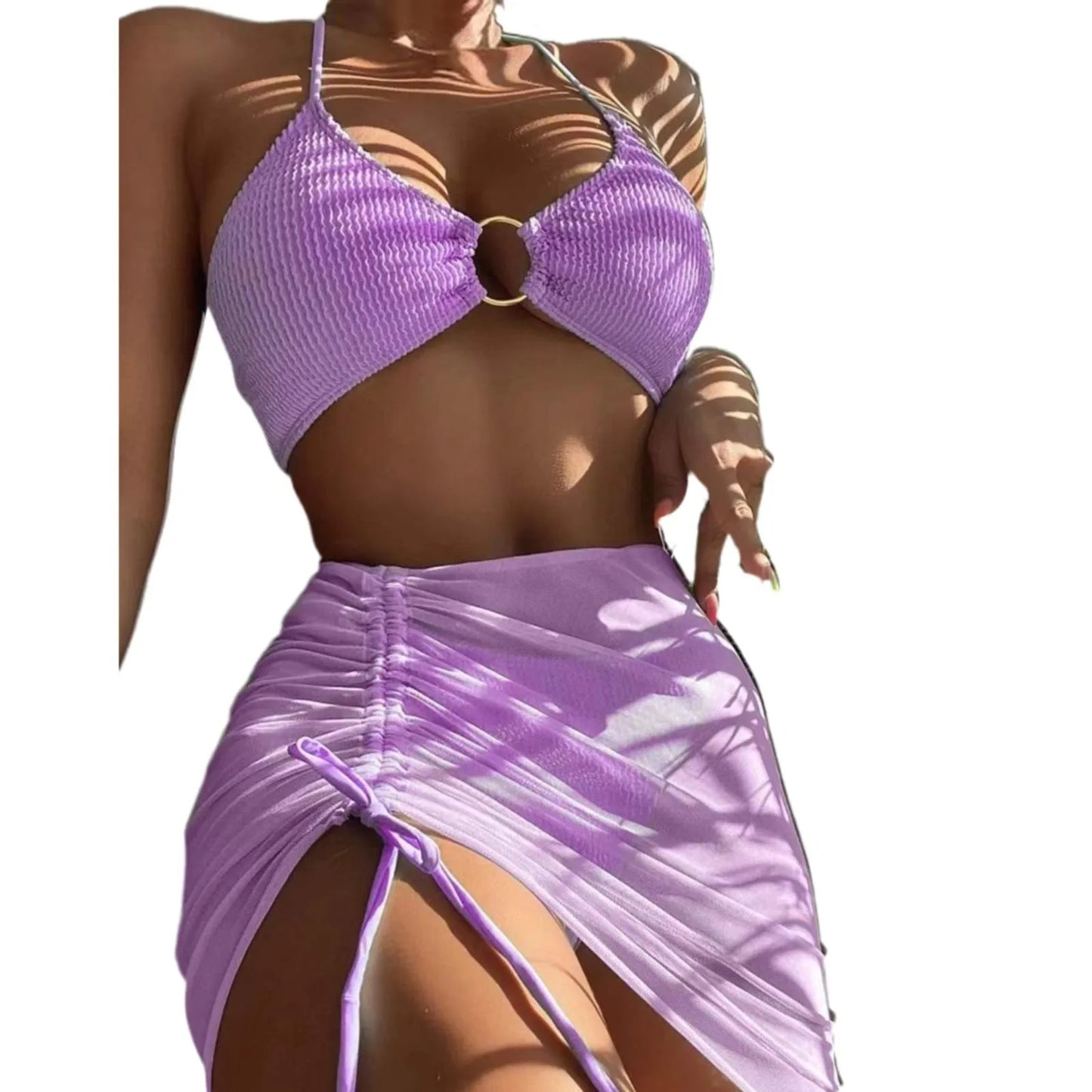 Women Matching Swimsuits Women's 3 Piece Bathing Suits Ring Bikini
