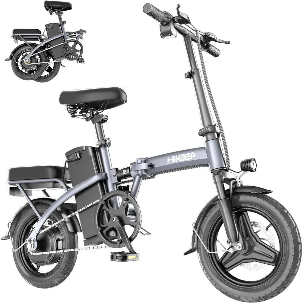 Folding Electric Bikes for Adults,14” Tire 22Mph 400W (Peak 600W)
