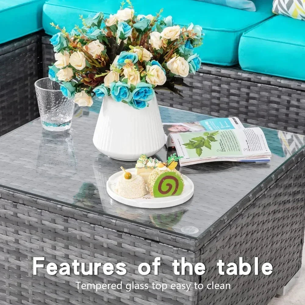 Outdoor Sofa Set of Rattan Wicker Sectional Patio Furniture Small Patio