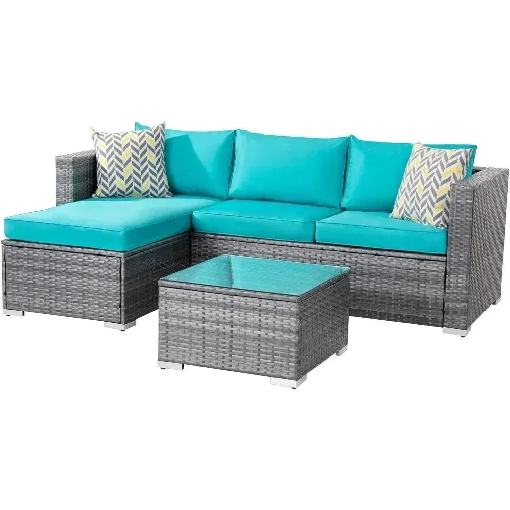 Outdoor Sofa Set of Rattan Wicker Sectional Patio Furniture Small Patio